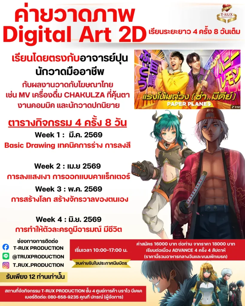 ค่ายเรียนวาดภาพ เรียนวาดรูป วาดรูปดิจิทัล วาดรูปขาวดำ ค่ายเก็บพอ์ต สถาปัต